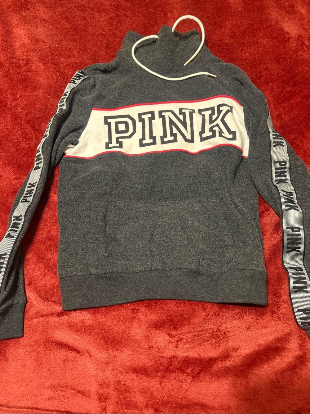 PINK Victoria's Secret Women's Charcoal Gray Pullover Sweater with Logo